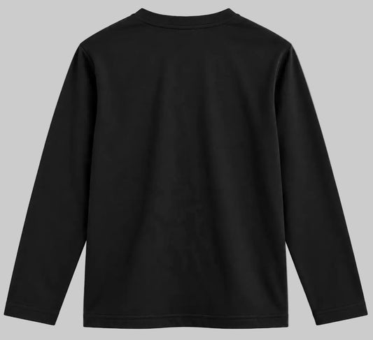UH Fashion Black Long Sleeve Henley Shirt Back View