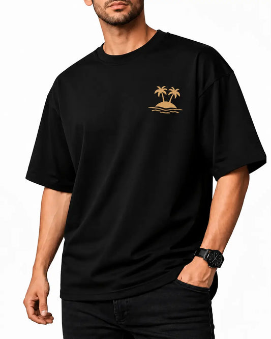 Black Chillin Vibes Oversized T-Shirt Front View
