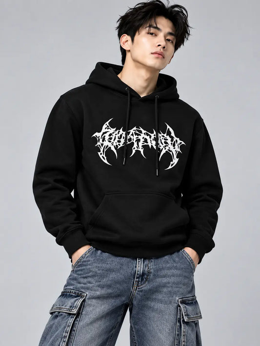 Oversized Black Hoodie (Printed)