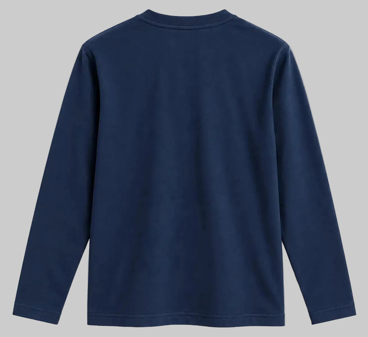 UH Fashion Navy Blue Long Sleeve Henley Shirt Back View