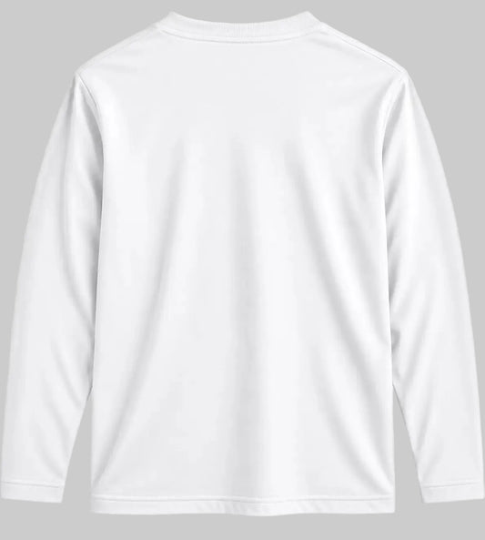 UH Fashion White Long Sleeve Henley Shirt Back View